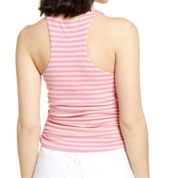 NWT AFRM Ruskin Ribbed Racerback Sleeveless Tank Top in Pink/Nude Stripe size XL - Picture 3 of 9